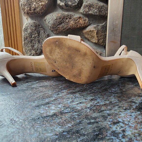 Aldo Nude Snakeskin Print Leather High Heels Size 6.5 - Picture 14 of 14